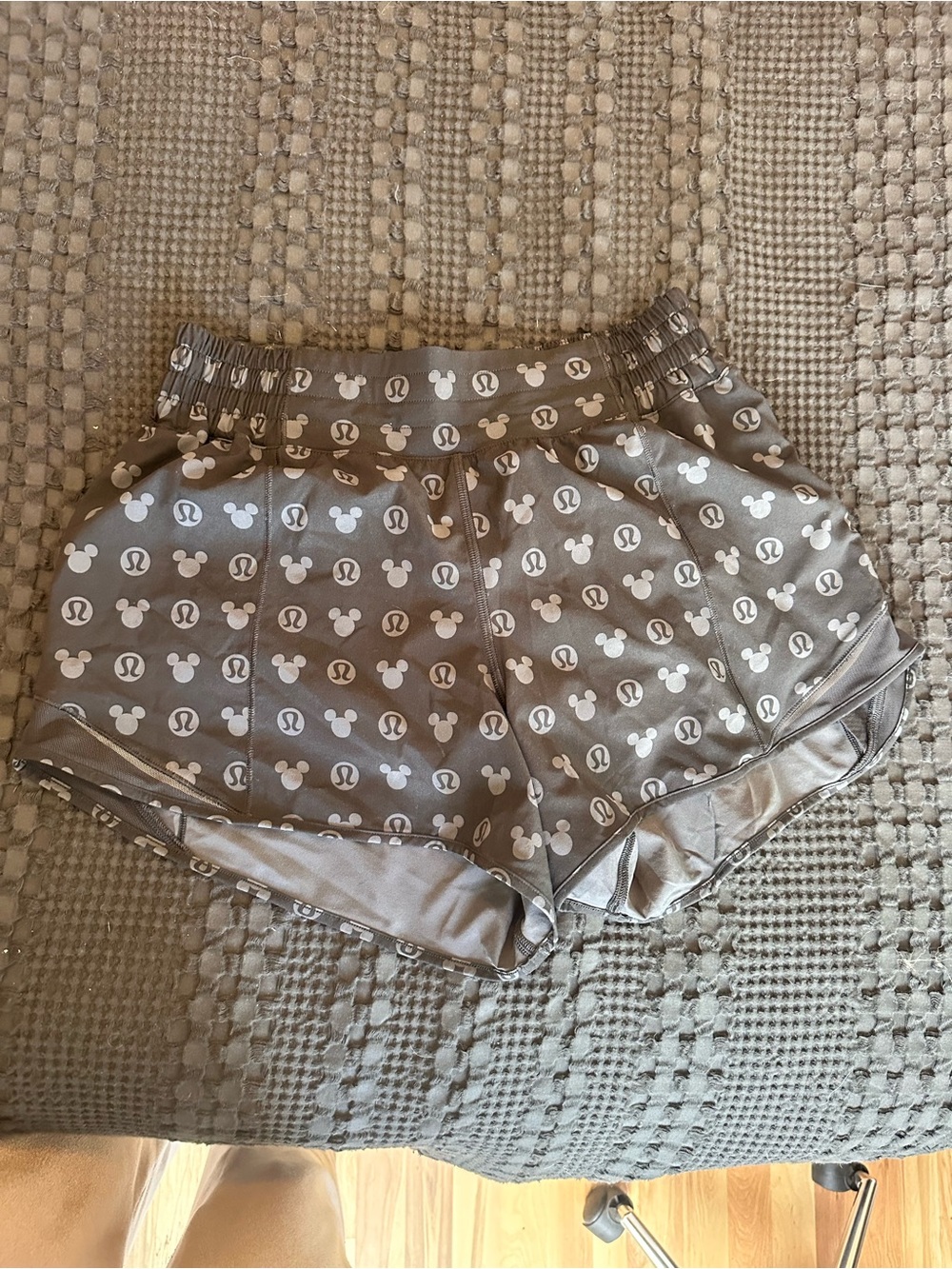 Disney Women's Silver Gray Athletic Shorts with White Logo Print